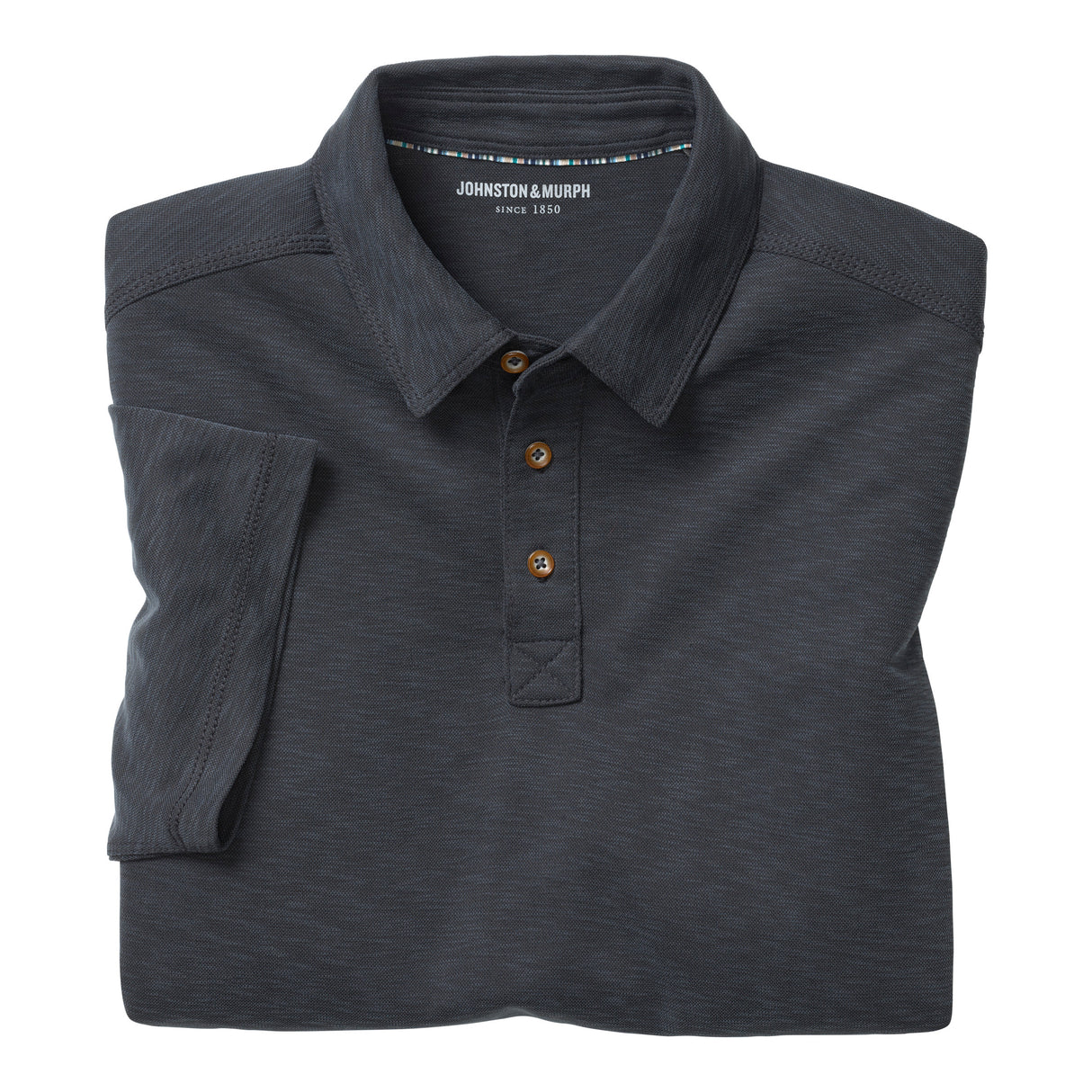 74-9082 Vintage Slub Polo-Black by Johnston & Murphy