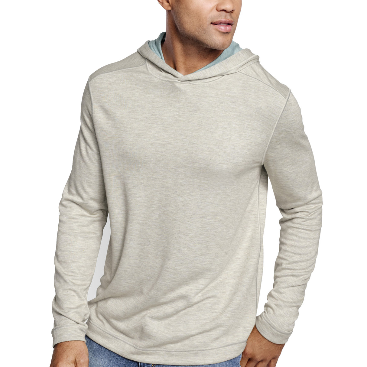 74-9117 Reversible Knit Hoodie-Oatmeal/Mint by Johnston & Murphy