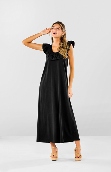 85000256BK KIMI RUFFLE MAXI DRESS BK