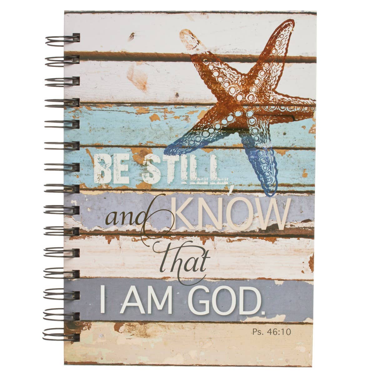 Be Still Coastal Design Large Hardcover Wirebound Journal - Psalm 46:10