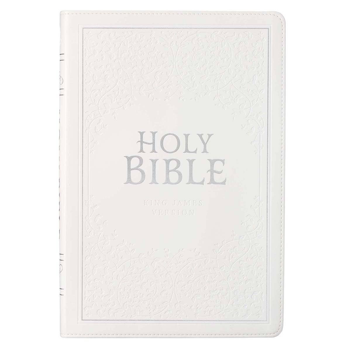 White Faux Leather Large Print Thinline KJV Bible with Thumb Index