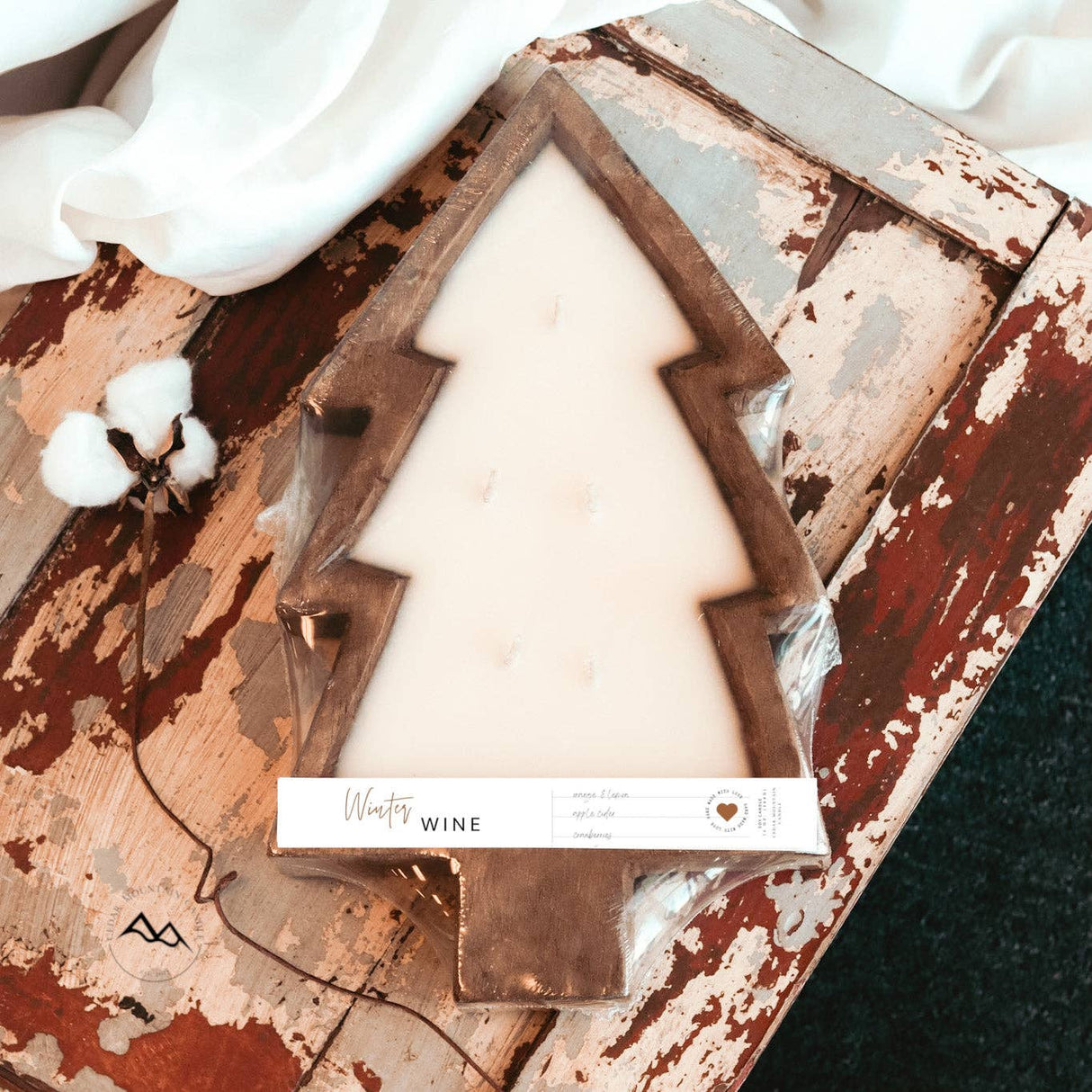 Natural Wood Tree Bowl Candle - Winter Wine