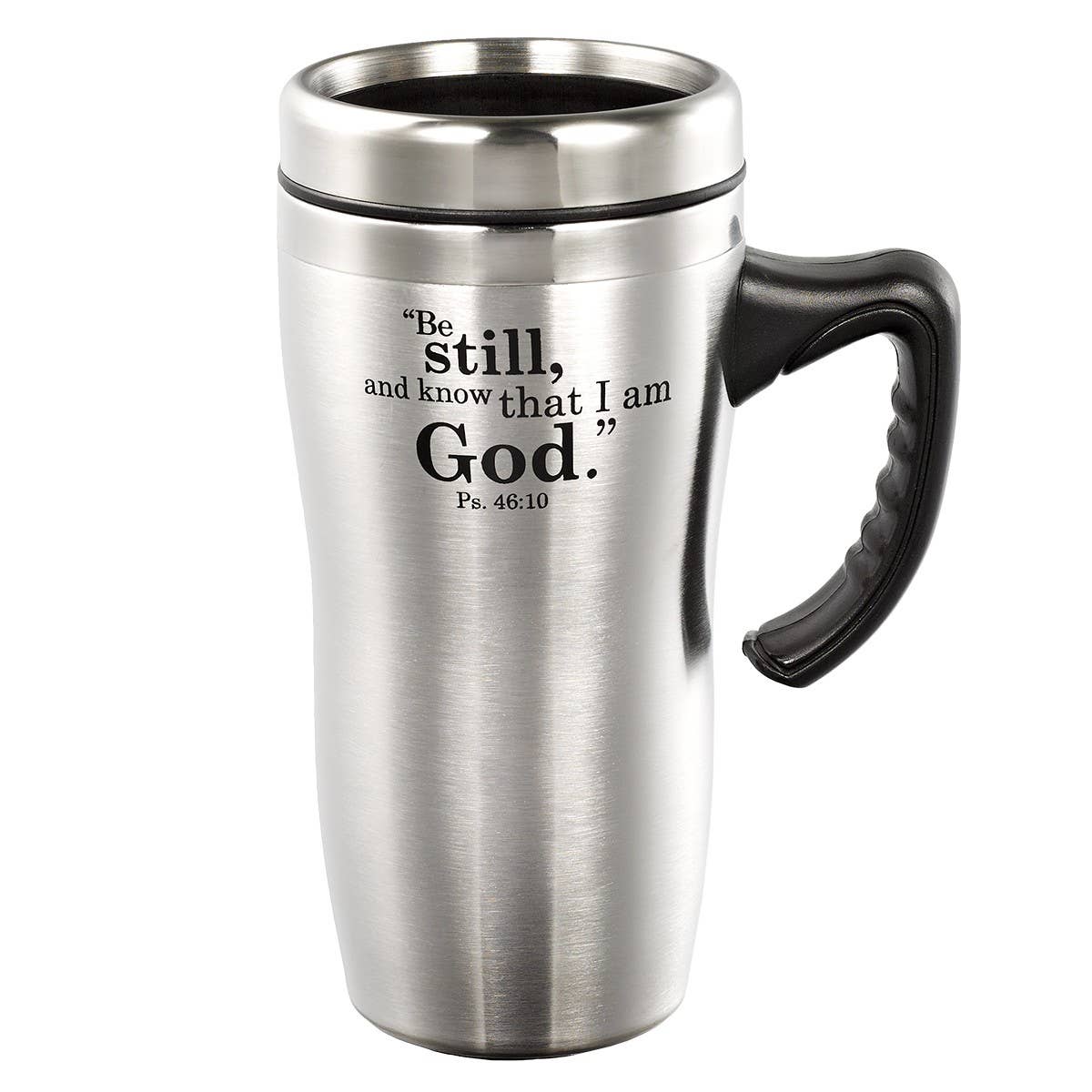 Be Still and Know Stainless Steel Travel Mug With Handle - Psalm 46:10