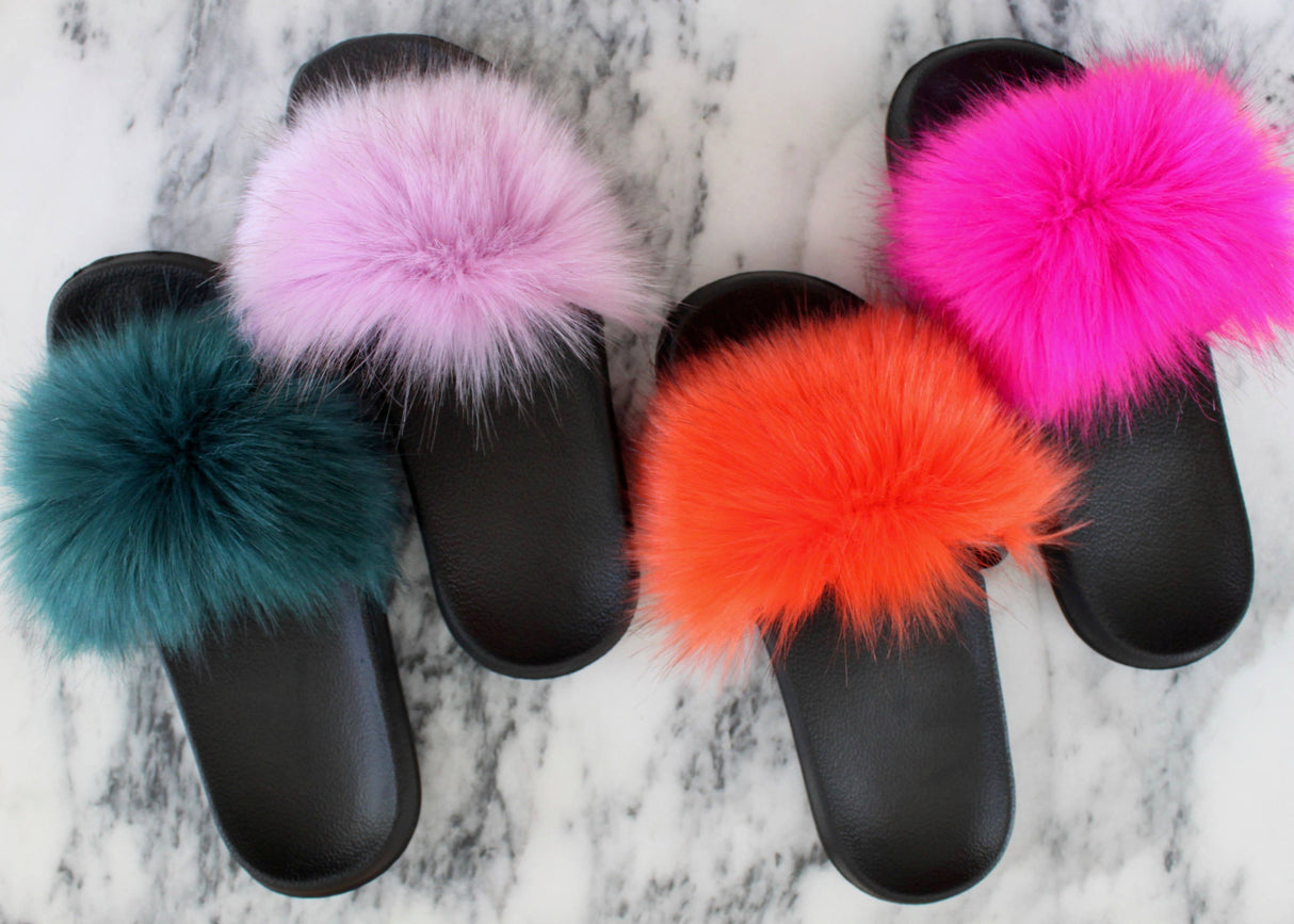 Faux Fur Slides