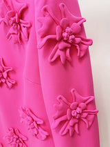DR079 Handmade Three-dimensional Flower Bell Sleeve Dress
