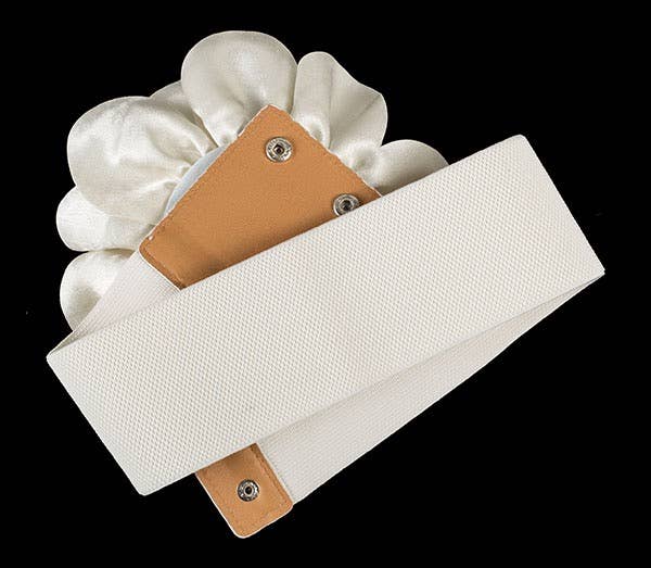 BELT-1 Elegant White Floral Dress Belt - Fashion Accessory