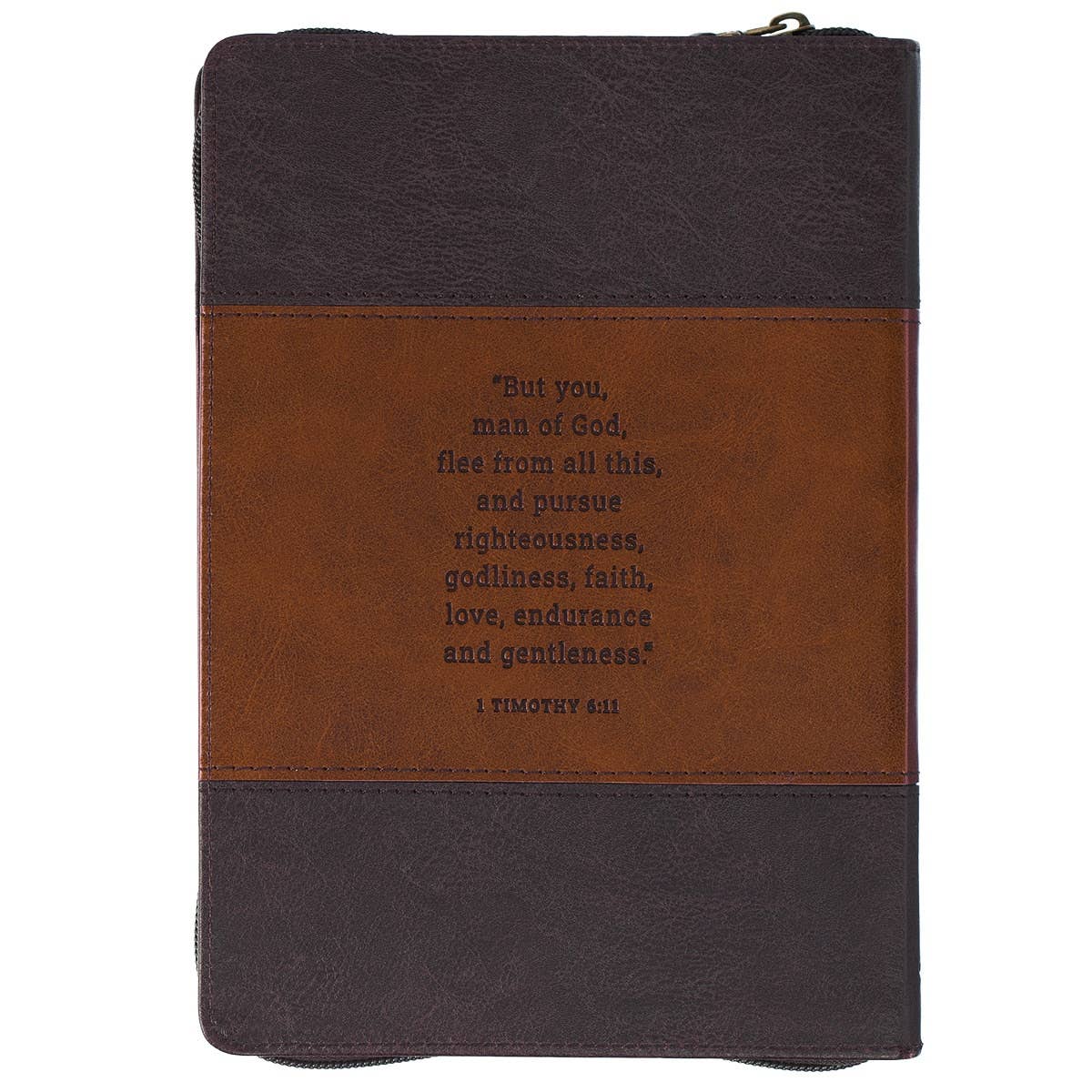 Journal Classic Zip Brown Two-tone Man of God 1 Tim. 6:11