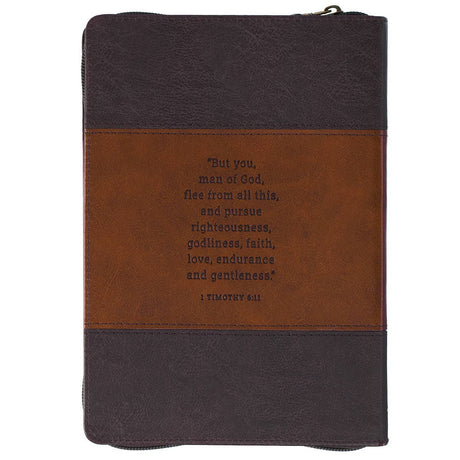 Journal Classic Zip Brown Two-tone Man of God 1 Tim. 6:11