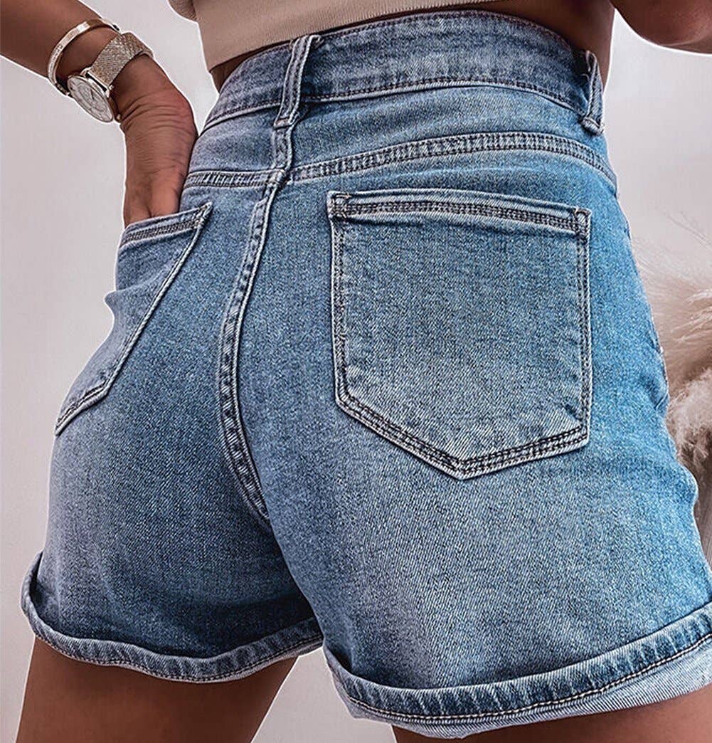 Rhinestone Embellished Denim Shorts