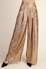 P9419 Polka Dot Pleated High Waisted
