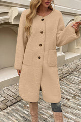 Front Open Pockets Fleece Coat DY204