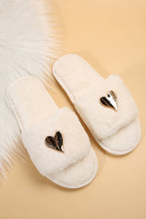 Heart Pendant Fluffy Slippers ZK701