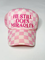 Checkered He Still Does Miracles Trucker Hat