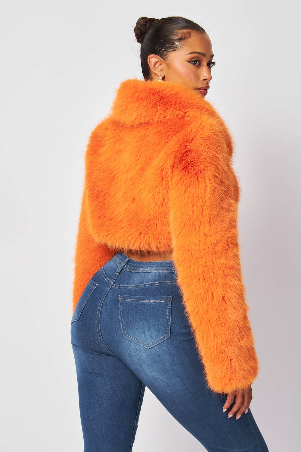 Yara Faux Fur Crop Collar Coat Jacket (HDJ32251)