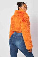 Yara Faux Fur Crop Collar Coat Jacket (HDJ32251)