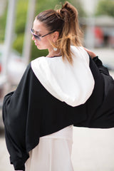 Black and White Hooded Summer Vest ANASTASIA