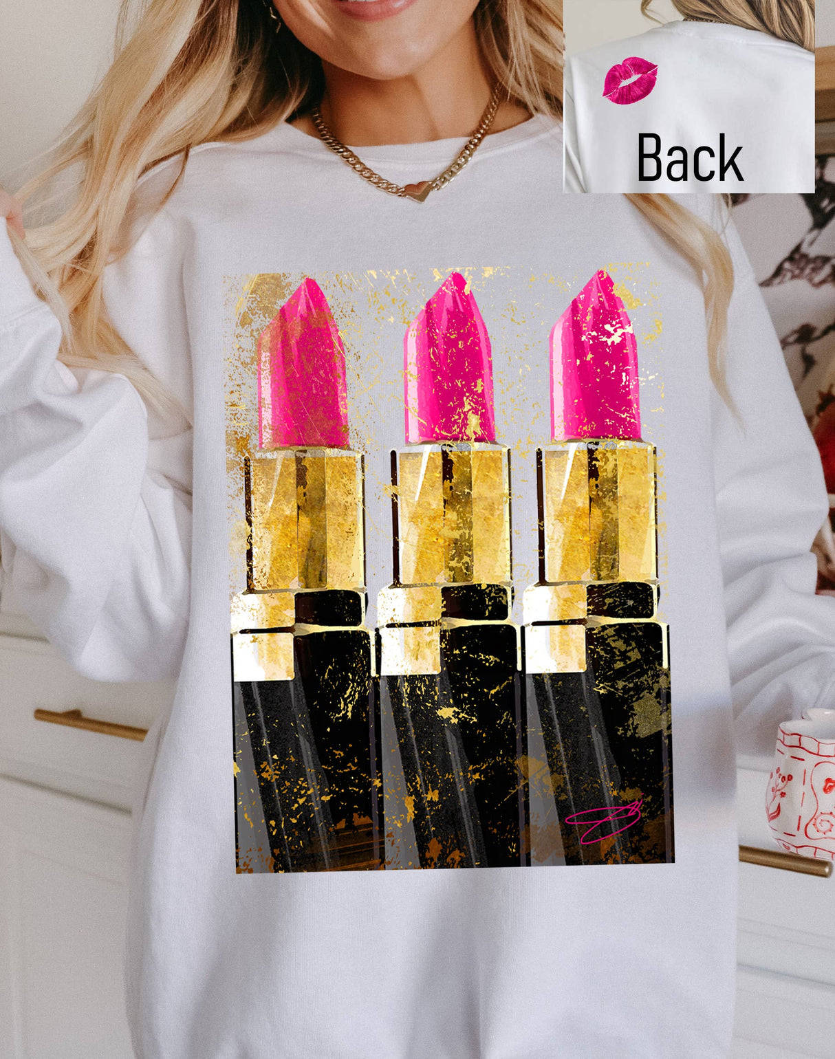 Pink Lipstick T-shirt, tank, sweatshirt, long sleeve