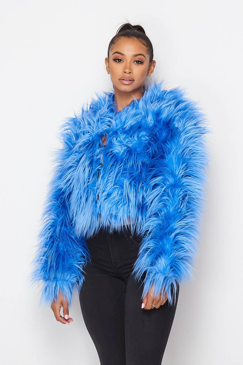 Shayla Shaggy Fur Short Jacket Coat (HDJ27948)