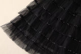 SY314 Elegant Tweed Jacket with Mesh Sequined Maxi Skirt