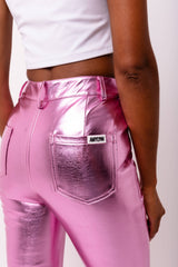 Lupe Metallic Faux Leather Slim Fit Pants