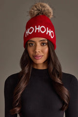 H-1007 Red Ho Ho Ho Pom Hat