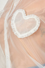 Blushing Hearts Organza Patch Button Up Shirt (HGT9203A)