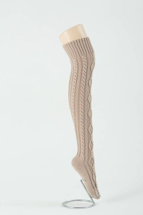 CABLE KNIT WINTER WARM KNEE HIGH SOCKS_CWMS015