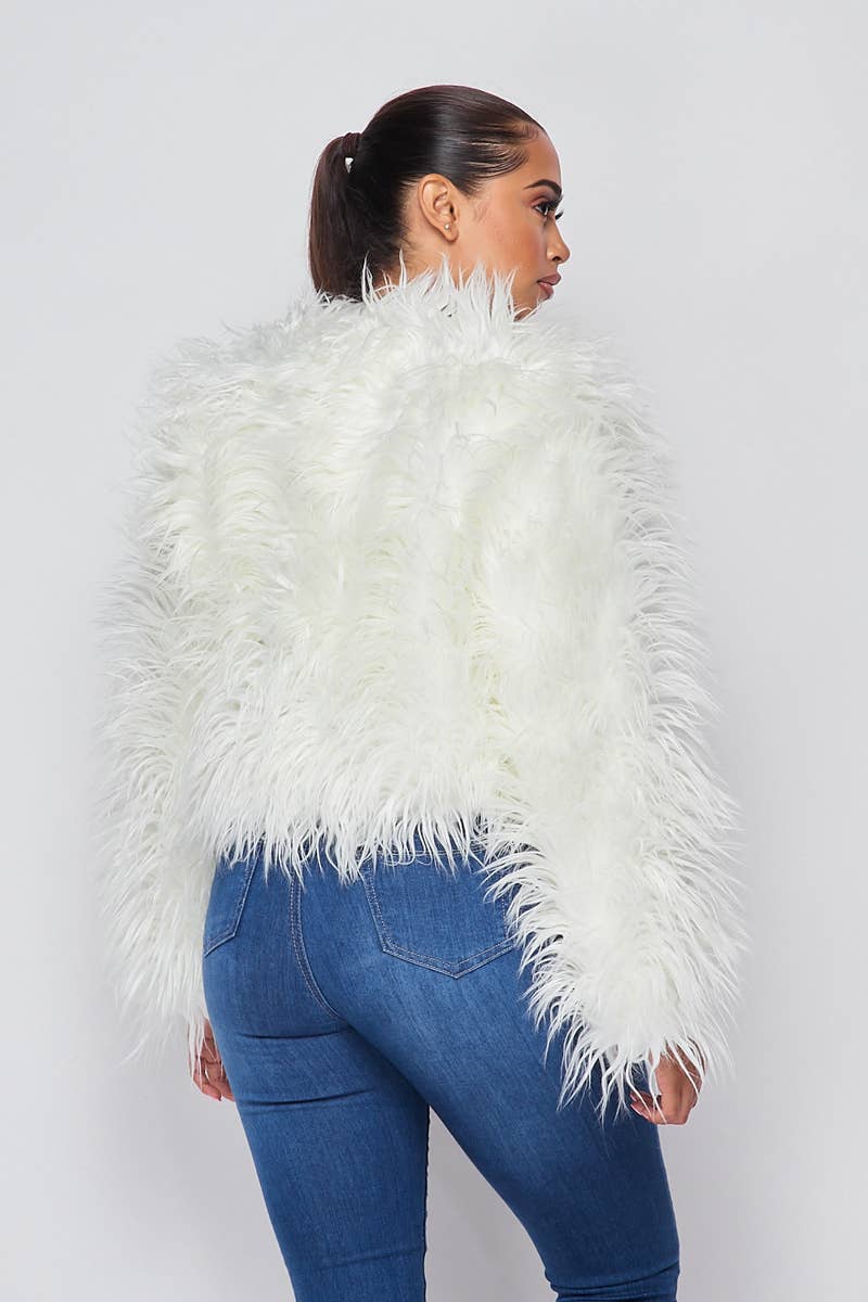 Shayla Shaggy Fur Short Jacket Coat (HDJ27948)