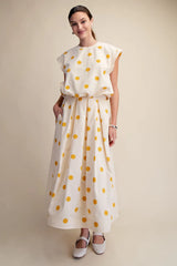 GS9884 - Pleated Midi Skirt & Bubble Top