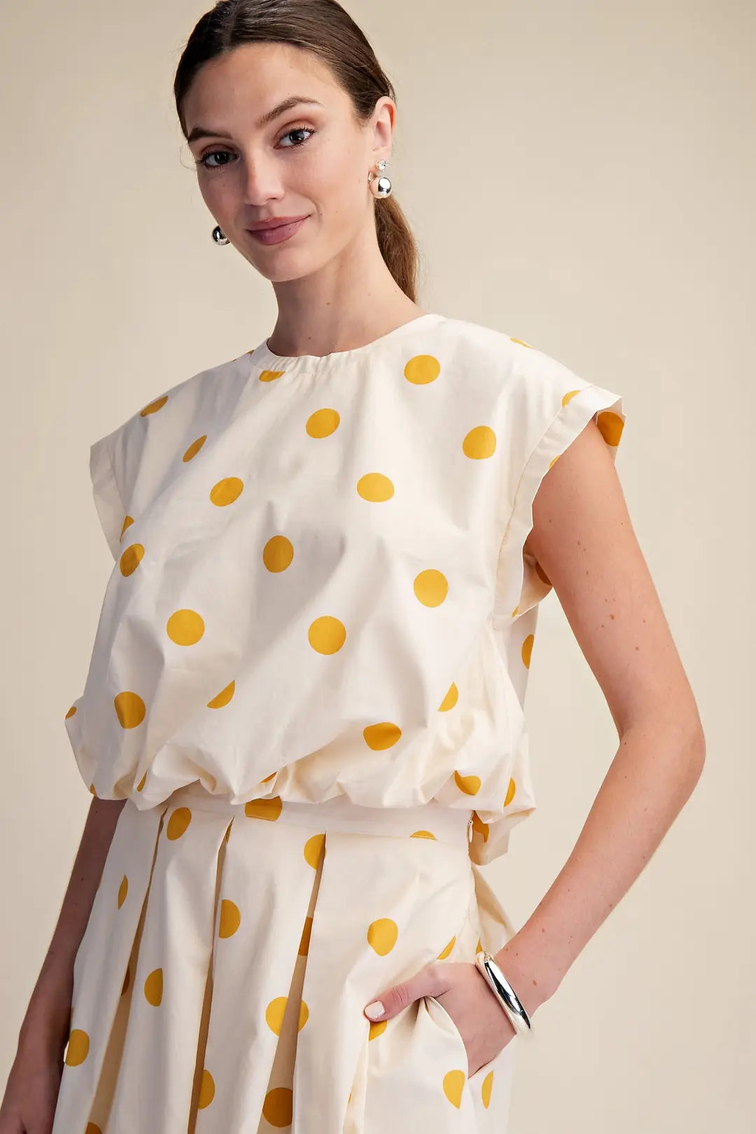 GS9884 - Pleated Midi Skirt & Bubble Top