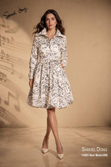 Printed Dupioni Bubble Coat Dress Fully Lined Zipper - 11665