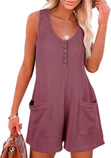 Summer new casual romper pocket vest jumpsuit women