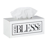 Rectangle Tissue Box Cover - White with Black Text