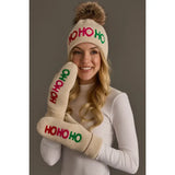 M-447 Beige Ho Ho Ho Mittens