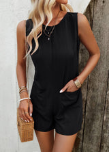 Sleeveless Double-Pocket Short Jumpsuit