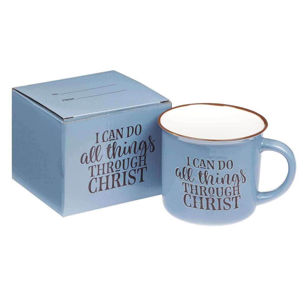I Can Do All Thing Through Christ Blue Camp-style Coffee Mug