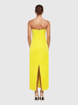 47Y Yellow Retro Tube Top Dress with 3D Floral Embroidery