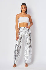 Dawn Metallic Cargo Pocket High Waist Pants (HDP31017) (Copy