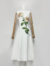 DR750Y Sleeveless 3D Floral Embroidered Elegant Long Dress