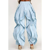 Oversized Wide Leg Ruffle Jogger Pants