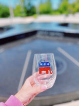 Republican Elephant Jeweled Stemless Wine Glass