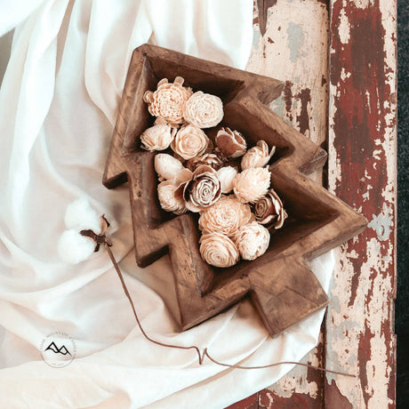 Natural Wood Tree Bowl Candle - Winter Wine