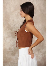 56108 Suede Shell Lace Closure Vests