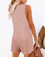 Summer new casual romper pocket vest jumpsuit women