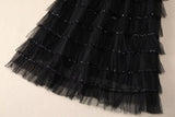 SY314 Elegant Tweed Jacket with Mesh Sequined Maxi Skirt