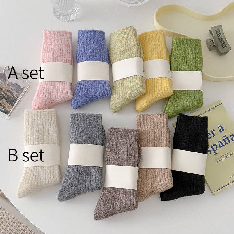 Rufia - 5 Pairs Warm Wool Blend Socks