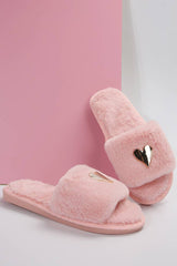 Heart Pendant Fluffy Slippers ZK701