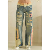 JP0212 Patch Detail Denim Pants
