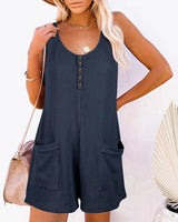 Summer new casual romper pocket vest jumpsuit women