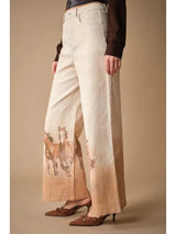 24390P Western Horse Print Wide Leg Jeans